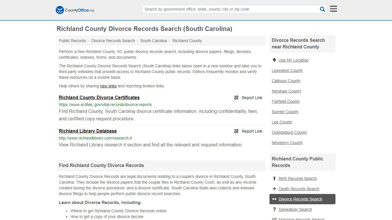 Divorce Records Search - Richland County, SC (Divorce ...